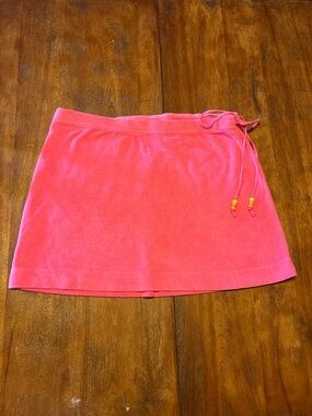 Express Pink Terry Cloth Mini Skirt with Beaded Drawstring vintage Y2K